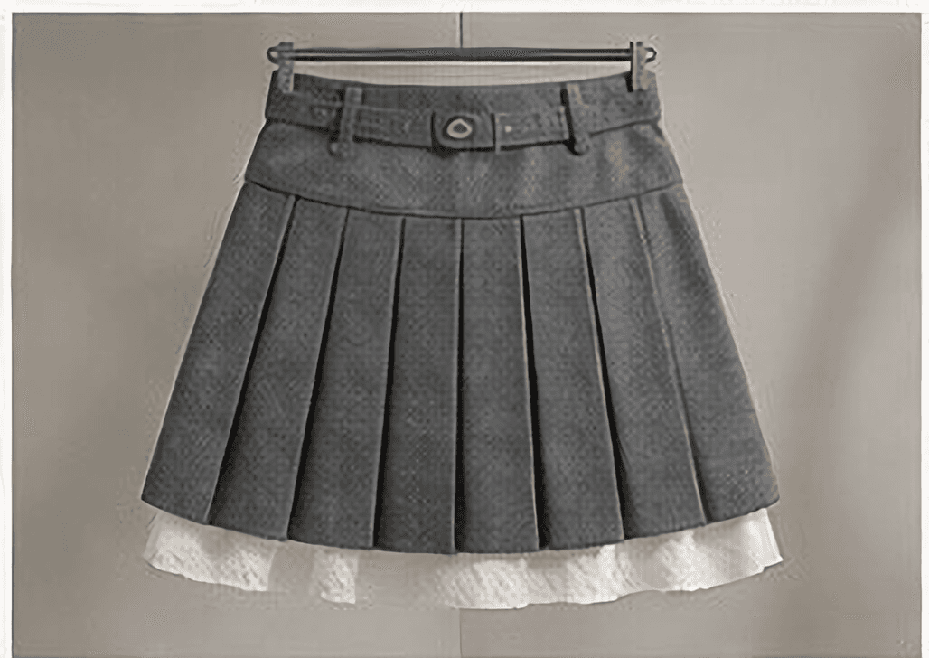 レース裾プリーツスカート（グレー）