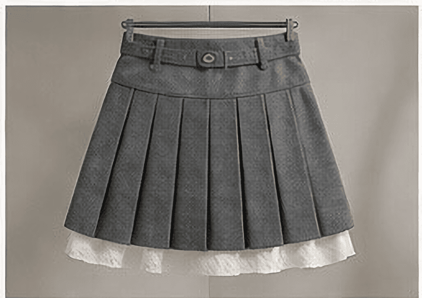 レース裾プリーツスカート（グレー）