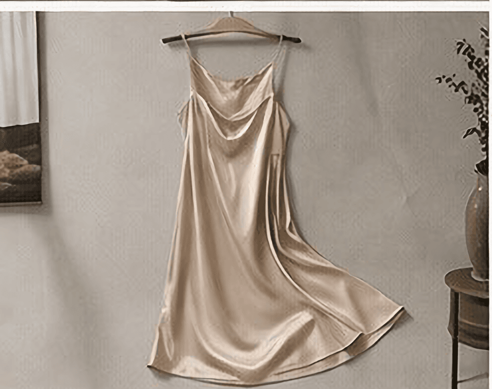 サテンスリップドレス（ゴールドベージュ）