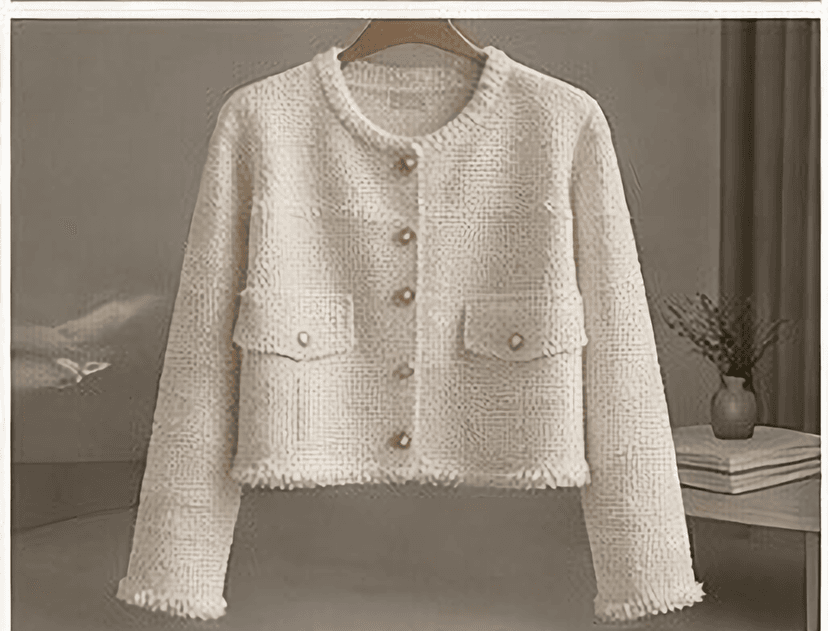ツイードクロップドジャケット（アイボリー）