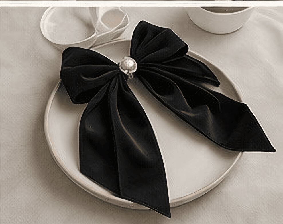 サテンリボンバレッタ（ブラック）